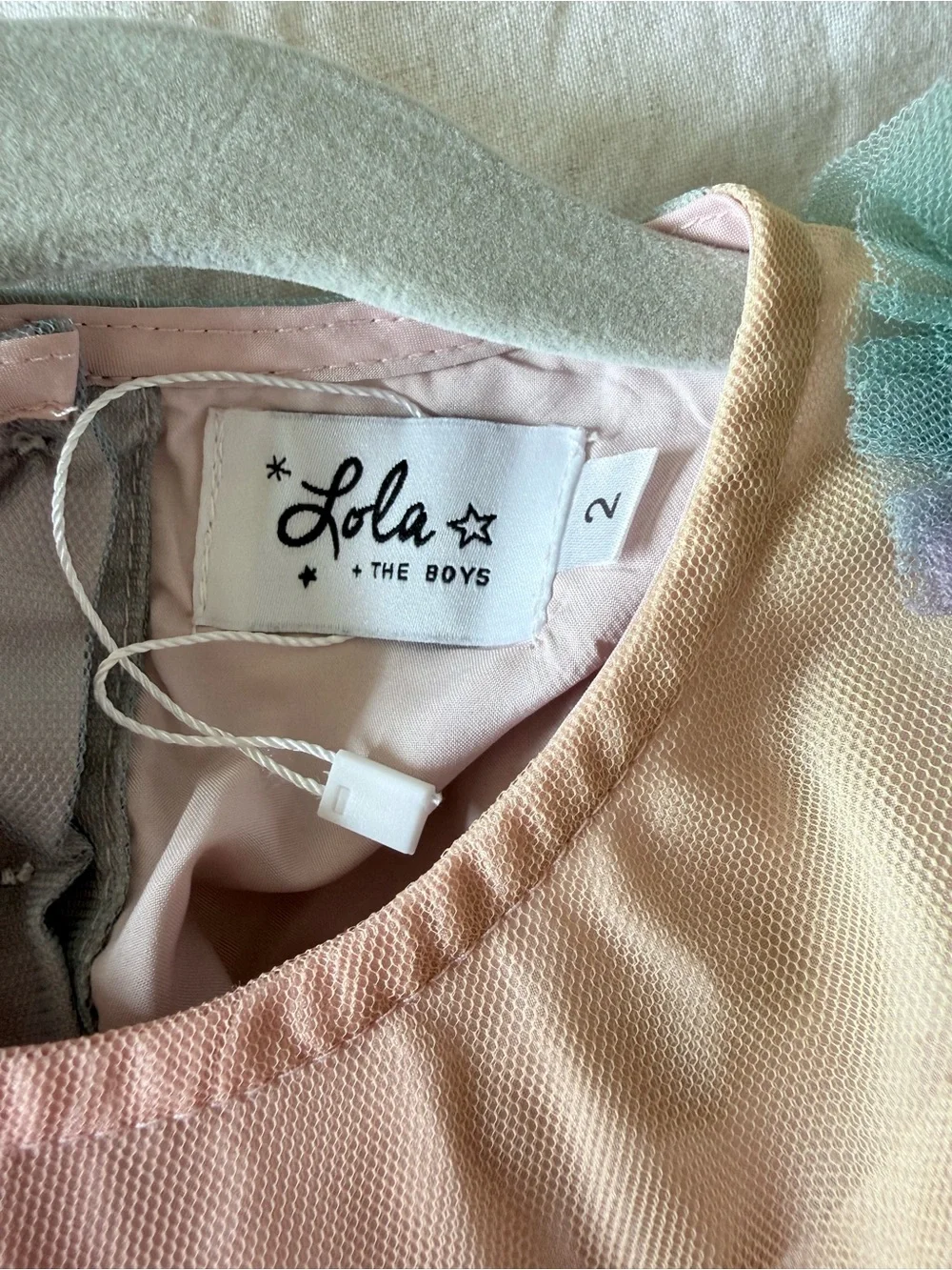 Lola + The Boys Pastel Rainbow Tulle Dress in Pink, Mint, Lavender, Peach